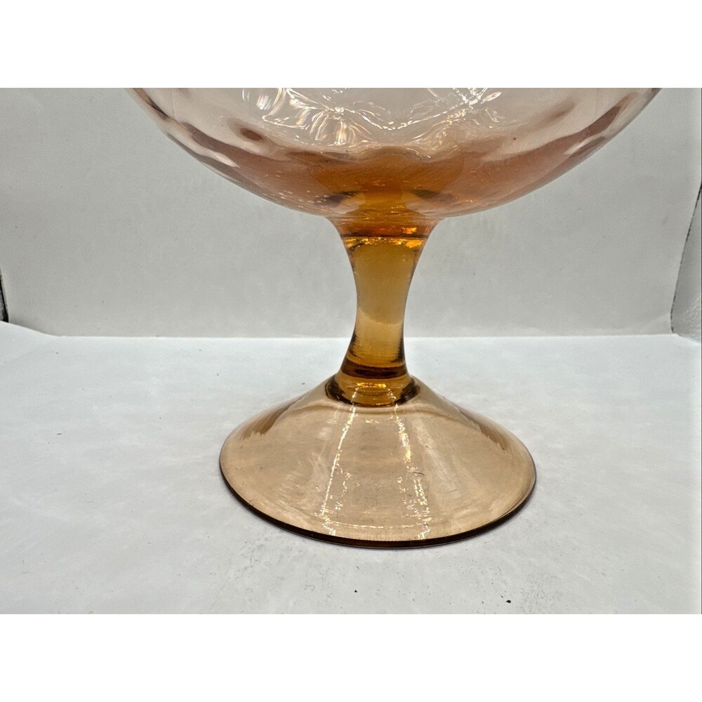 MCM Vtg Empoli Italian Pink Optic Blown Glass Vase Brandy Snifter Footed Bowl - Picture 2 of 4